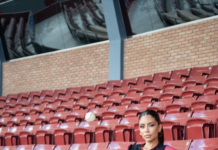 Melissa Santos se estrena como animadora de los Gigantes del Cibao
